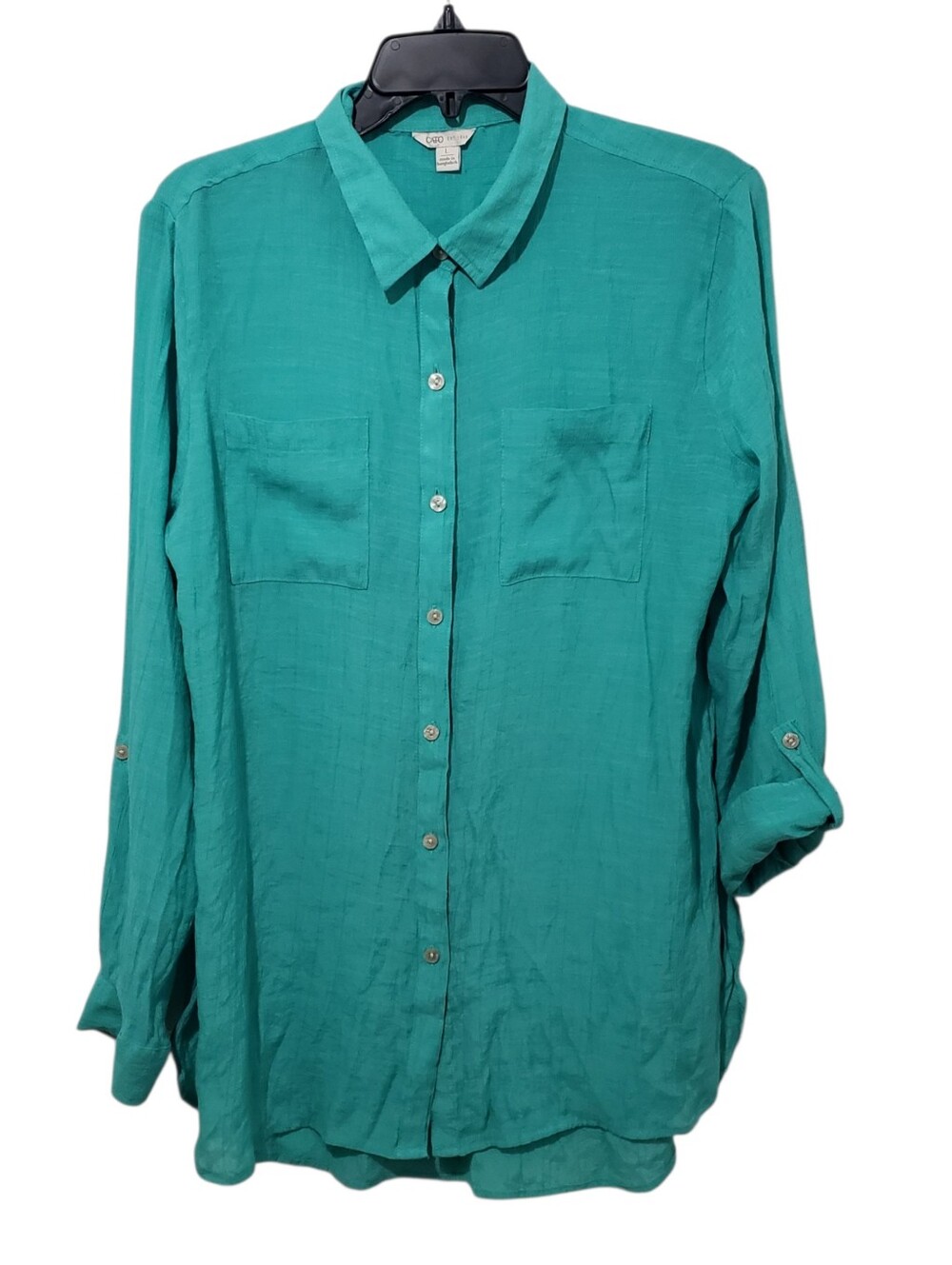 CATO Relaxed Bright Teal Button-Down Shirt | Large